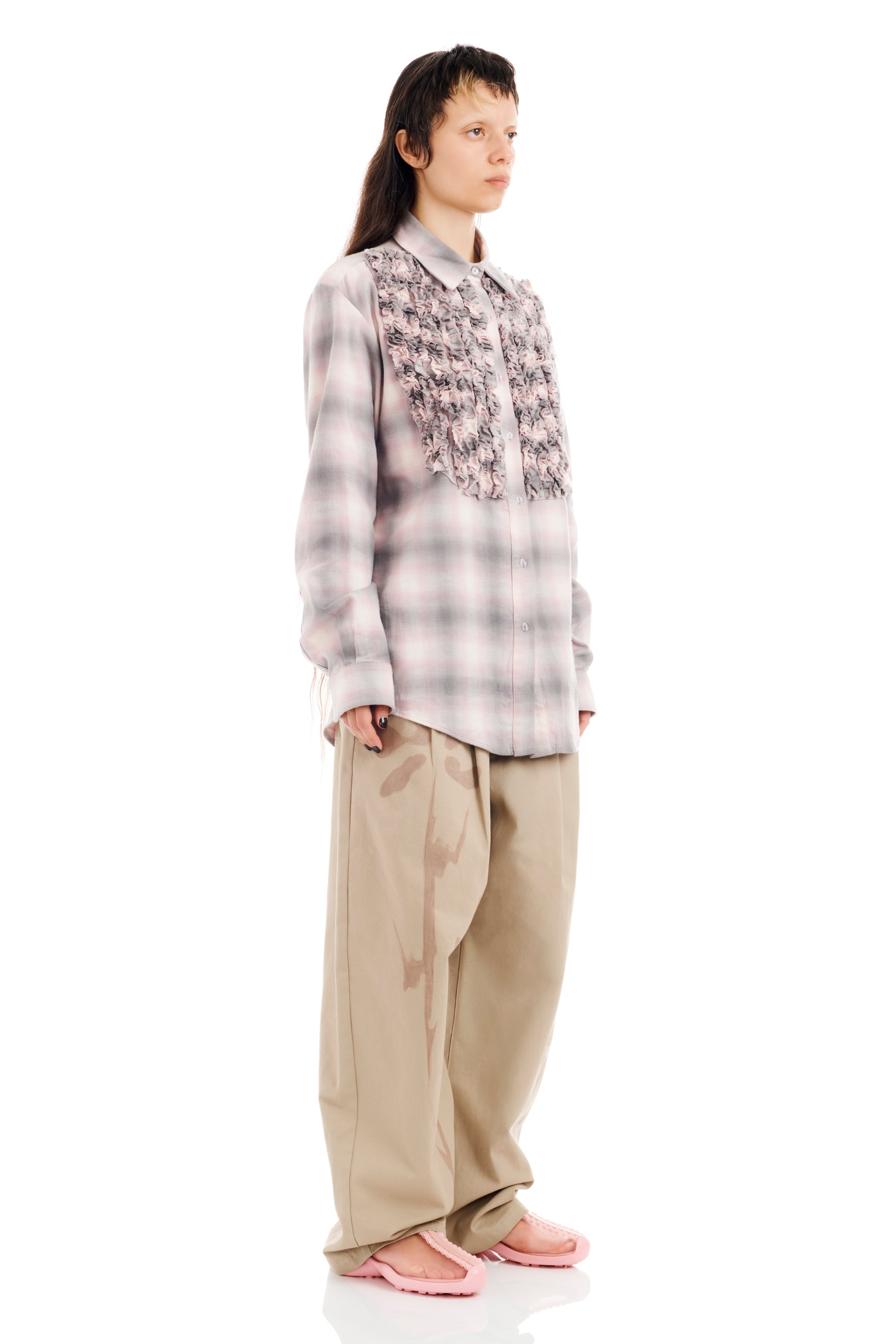 LAVENDER PLAID TUXEDO BUTTON UP - 3
