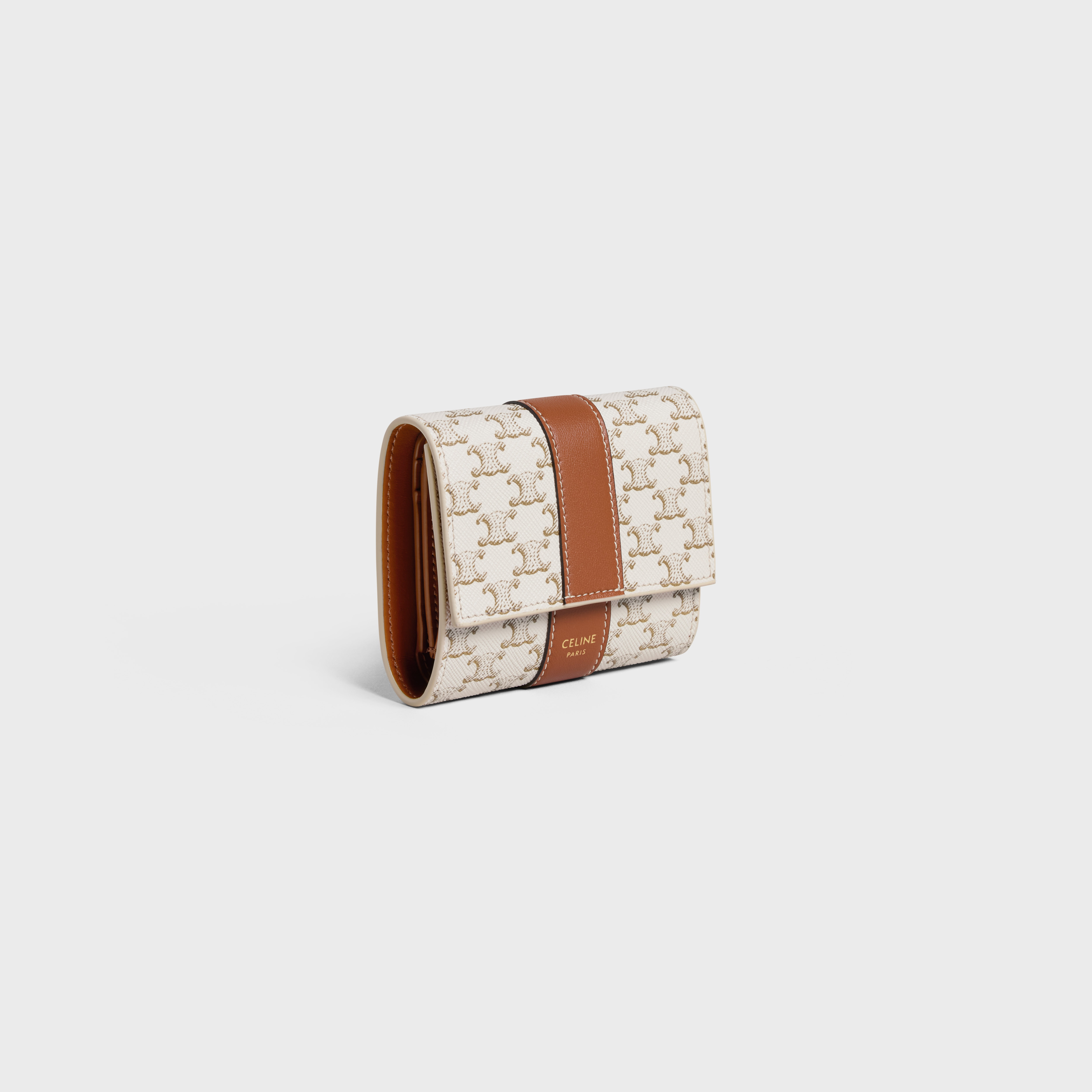 Small Trifold wallet in Triomphe Canvas and Lambskin - 2