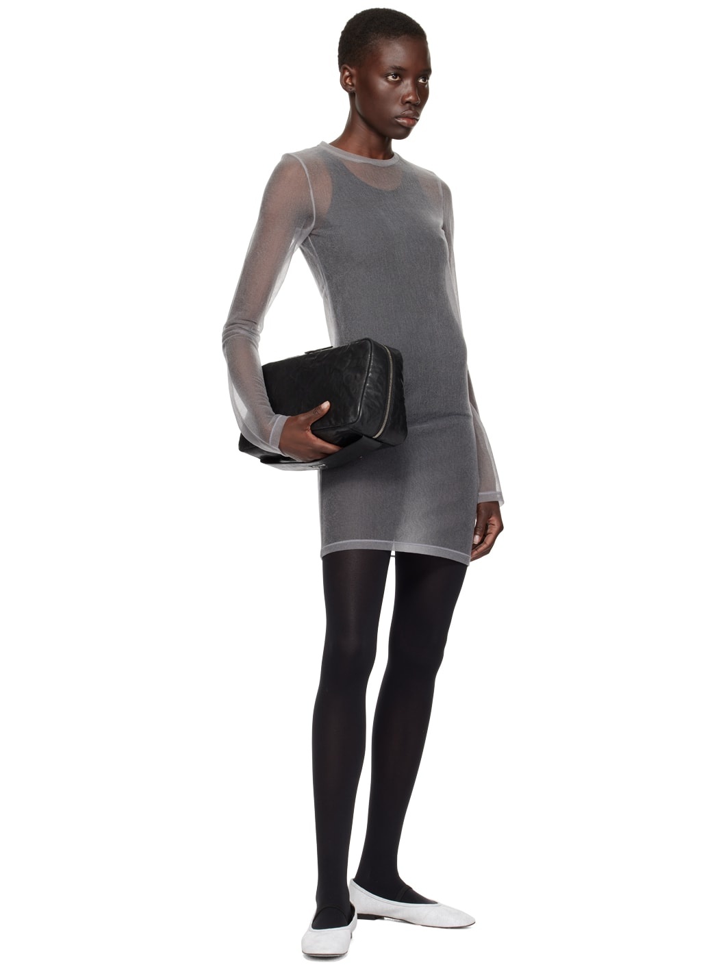 Gray Sheer Minidress - 4