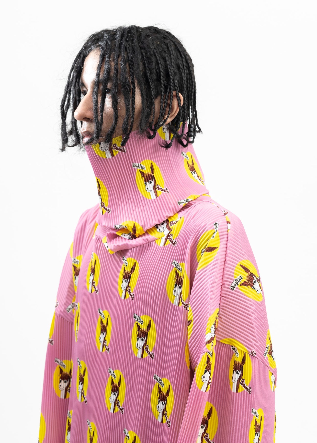 PINK WHO KILLED BAMBI HI-NECK PLEATED PULLOVER COLLABORATION WITH JAMIE REID. - 3