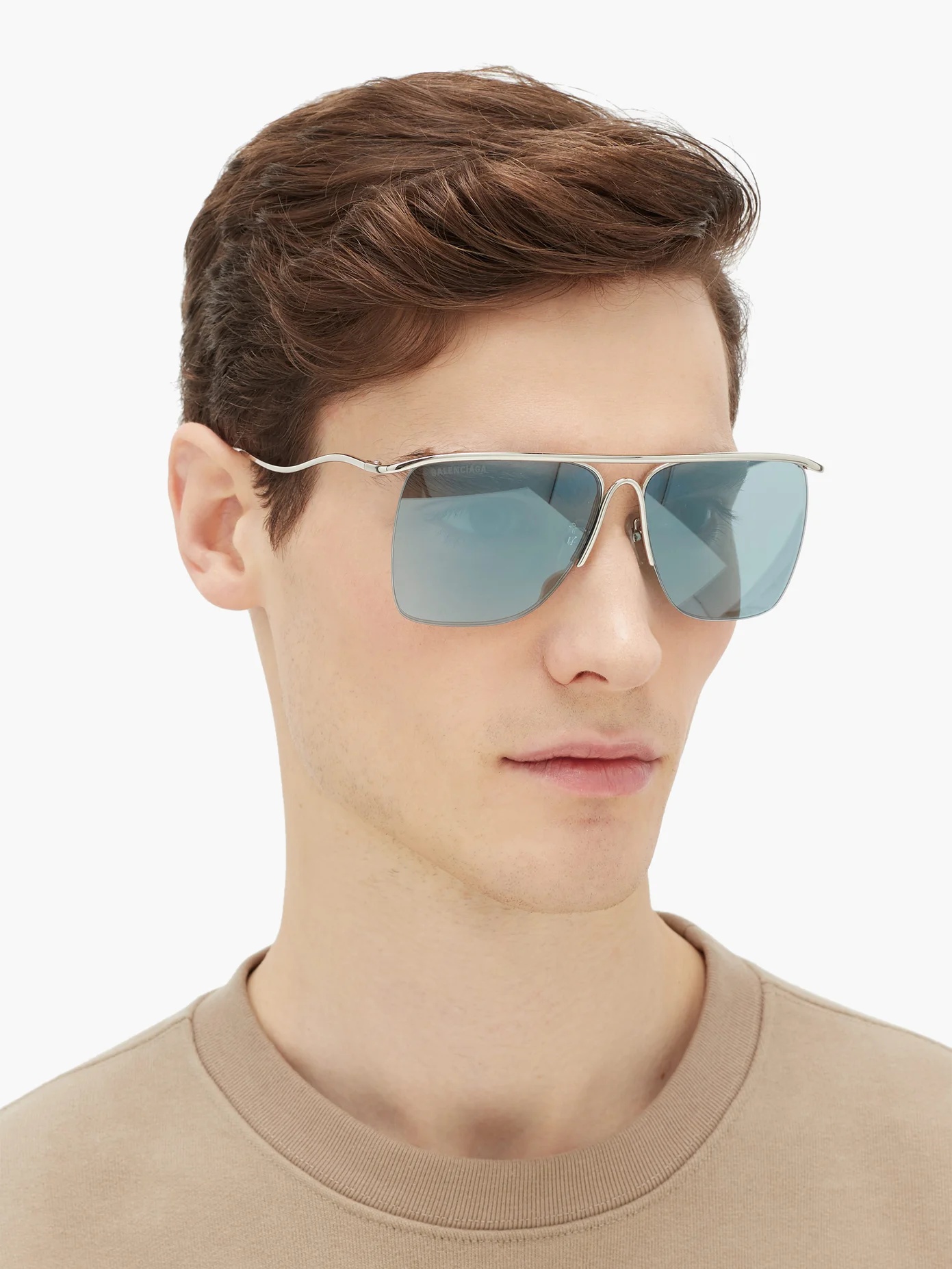 Curve reflective navigator metal sunglasses - 2