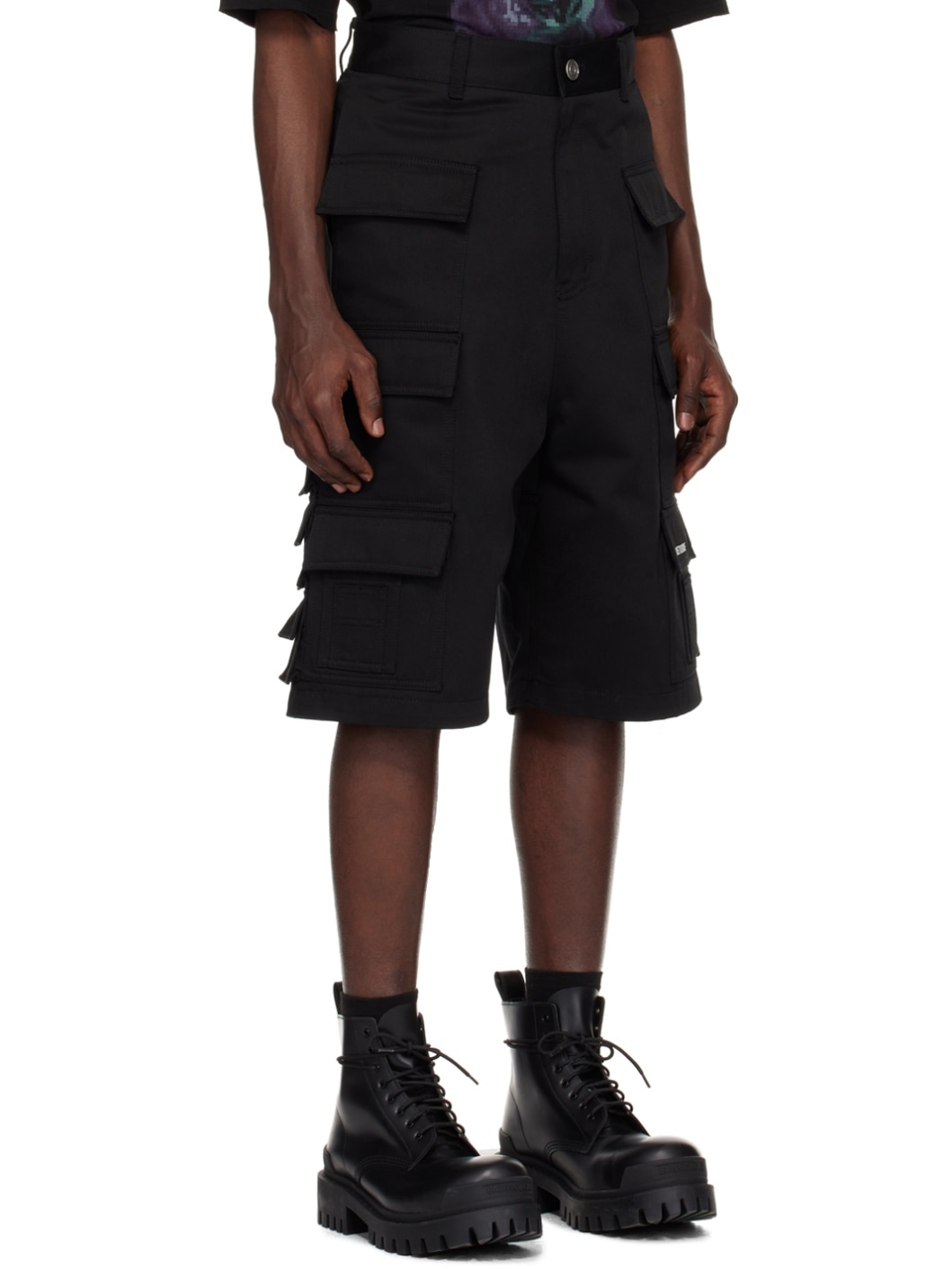 Black Flap Pocket Shorts - 2