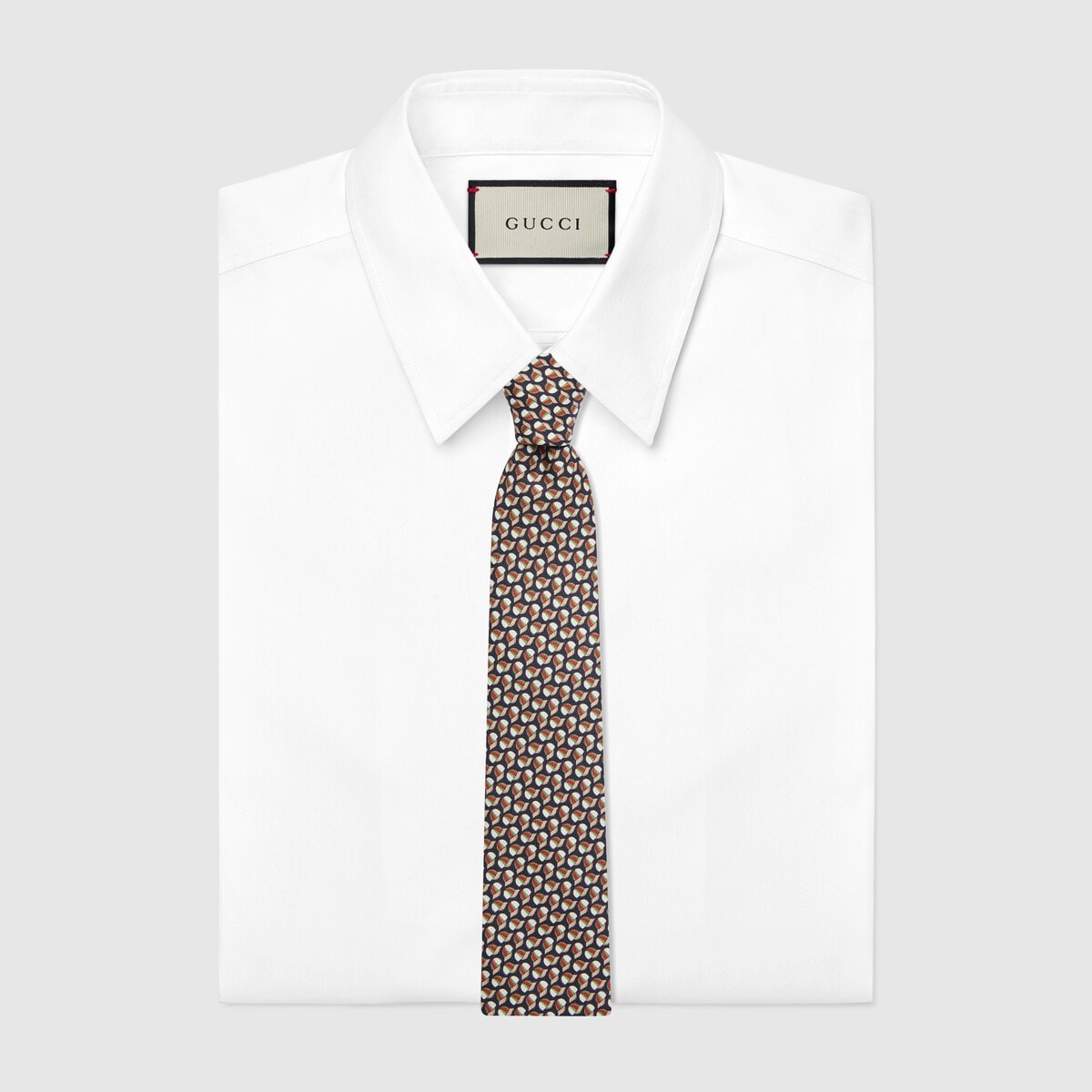 Interlocking G baseball hat print silk tie - 2