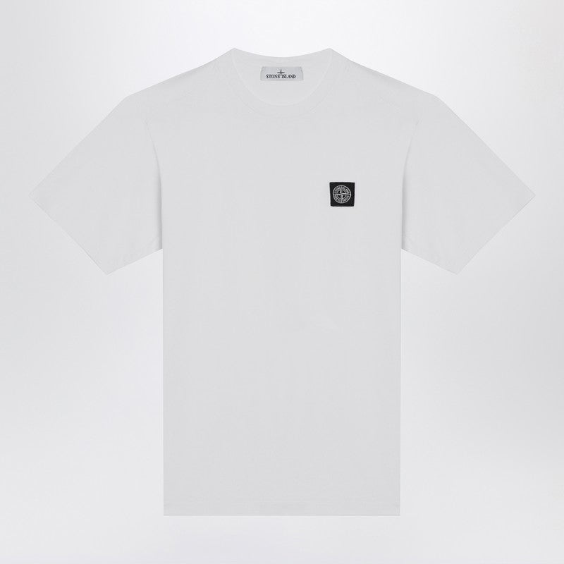 Stone Island White Cotton T-Shirt With Logo Patch Men - 1