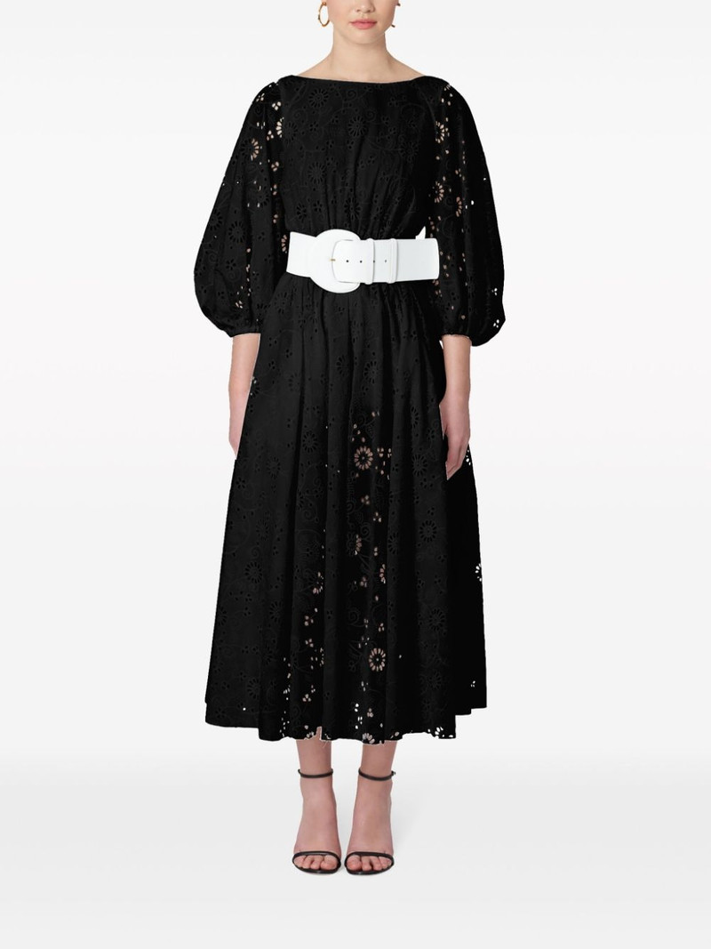 CAROLINA HERRERA eyelet puff-sleeve midi dress outlook