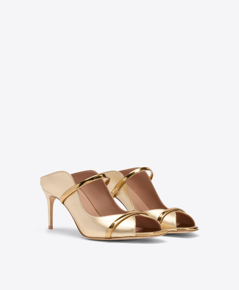 MALONE SOULIERS Noah 70 Gold Metallic Leather Sandals outlook