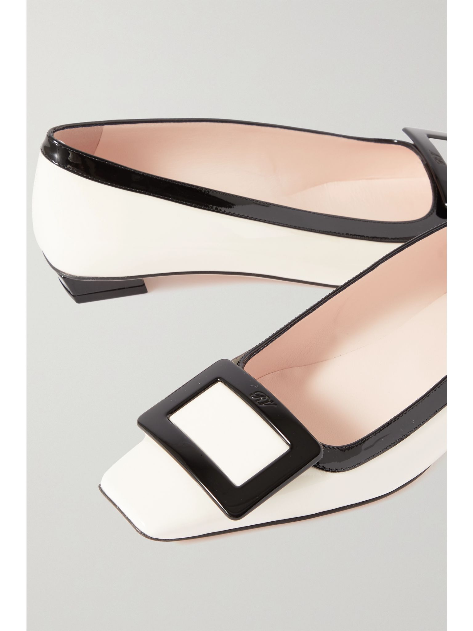 Belle Vivier two-tone patent-leather ballet flats Cream - 4