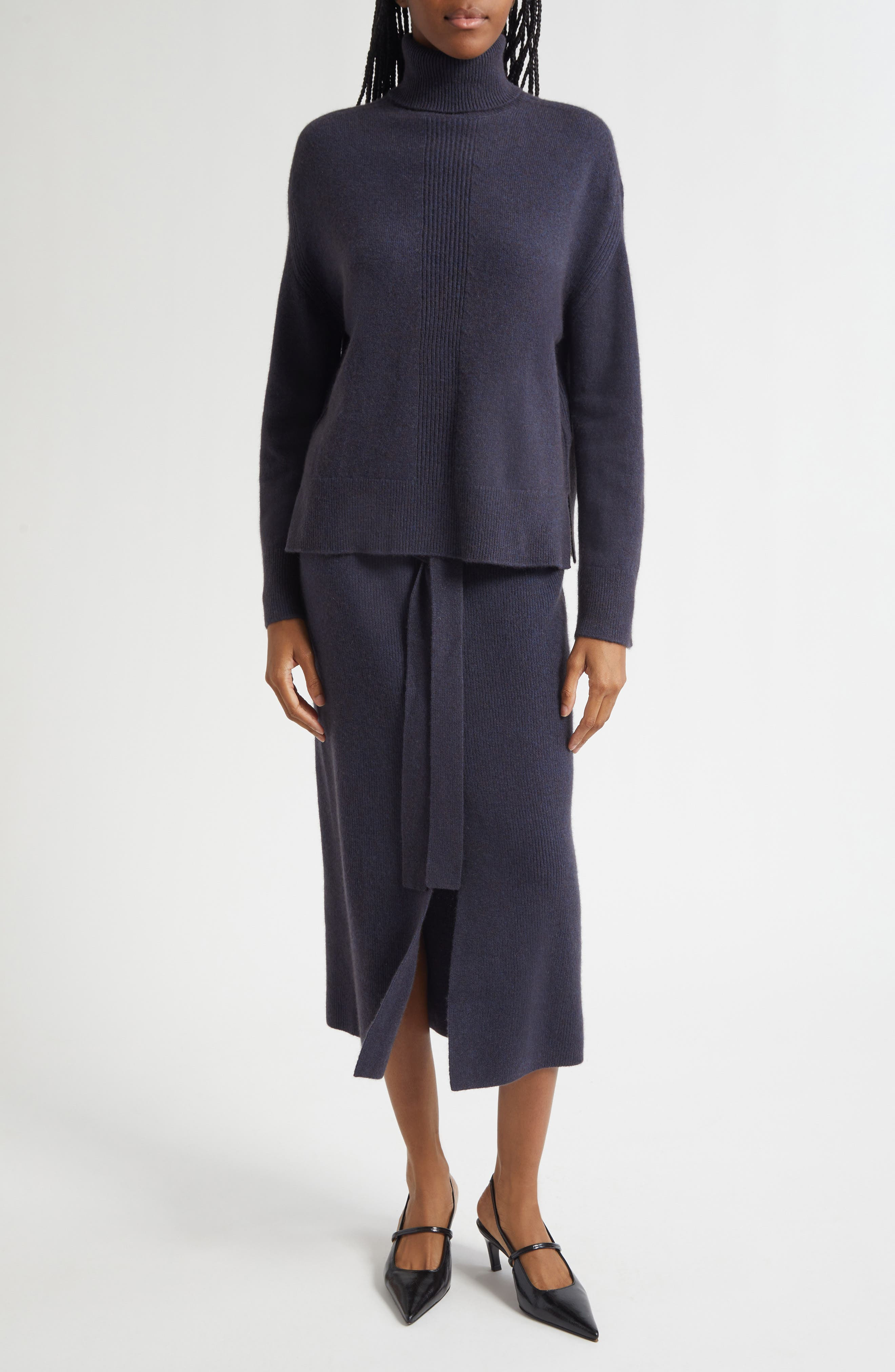 Emporio Armani Melange Turtleneck Wool Sweater in Solid Medium Blue at Nordstrom - 2