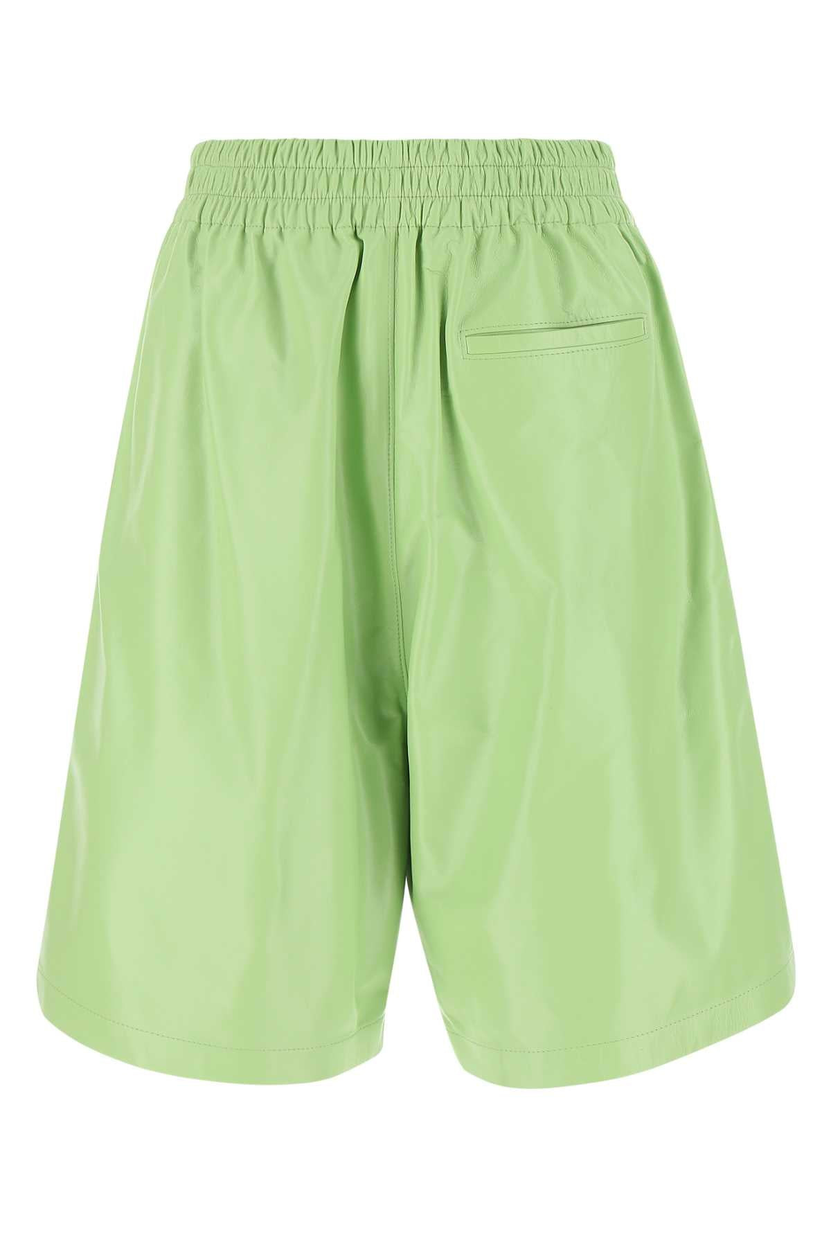 Bottega Veneta Women Pastel Green Leather Shorts - 2
