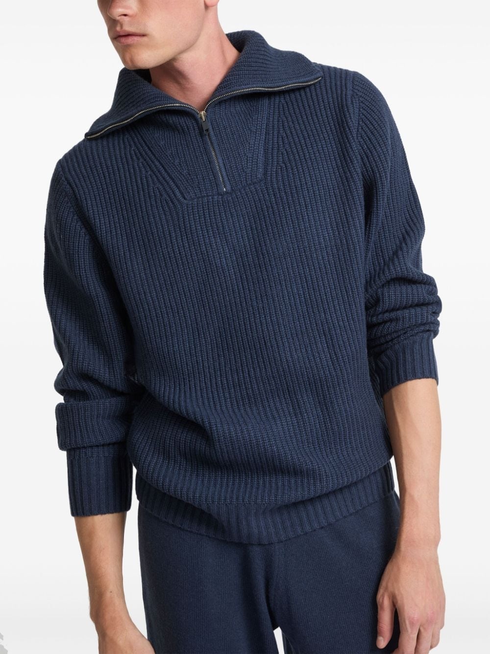 zip-up ribbed knit sweater - 5