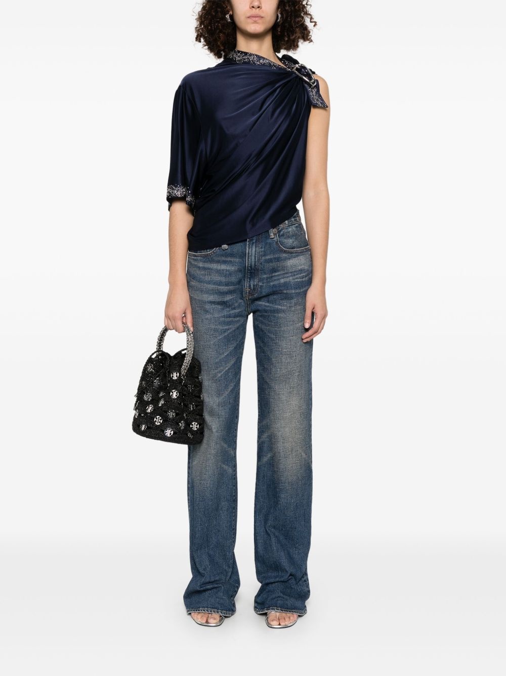 buckle-detail draped top - 2