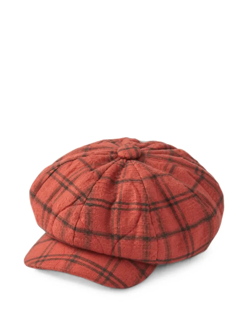CHECK-PATTERN QUILTED BAKER BOY HAT - 1