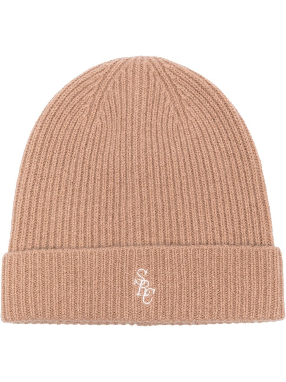 logo-embroidered ribbed-knit beanie - 1