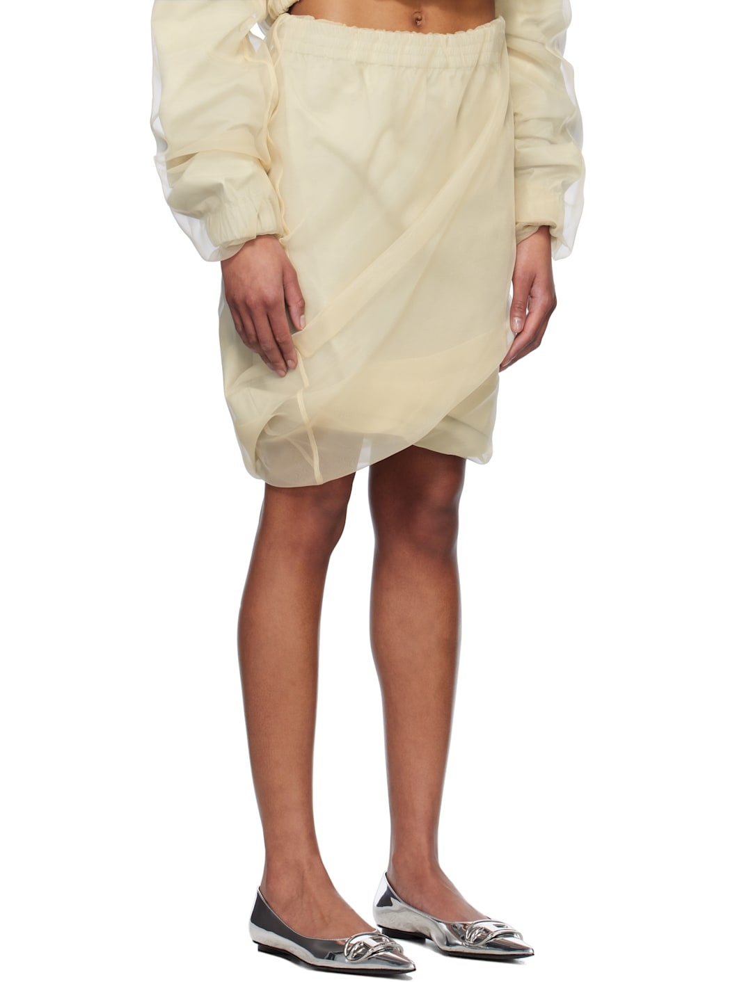 Beige Layered Mini Skirt - 2
