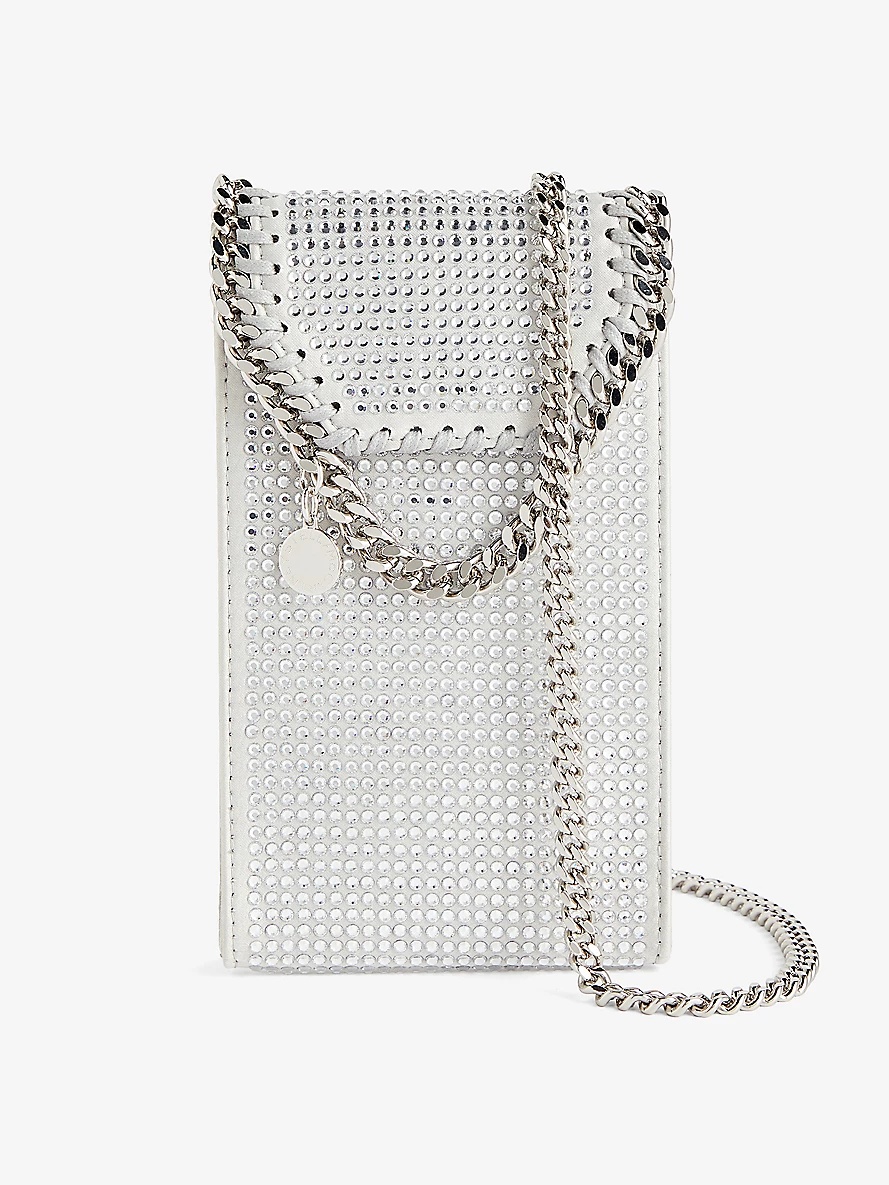 Falabella crystal-embellished satin cross-body pouch - 1