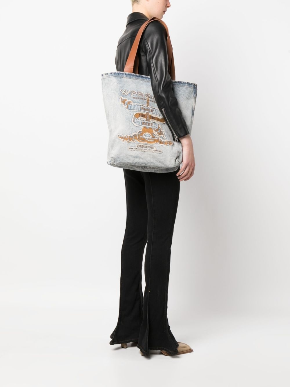 Paris' Best logo-embroidered denim tote bag - 2