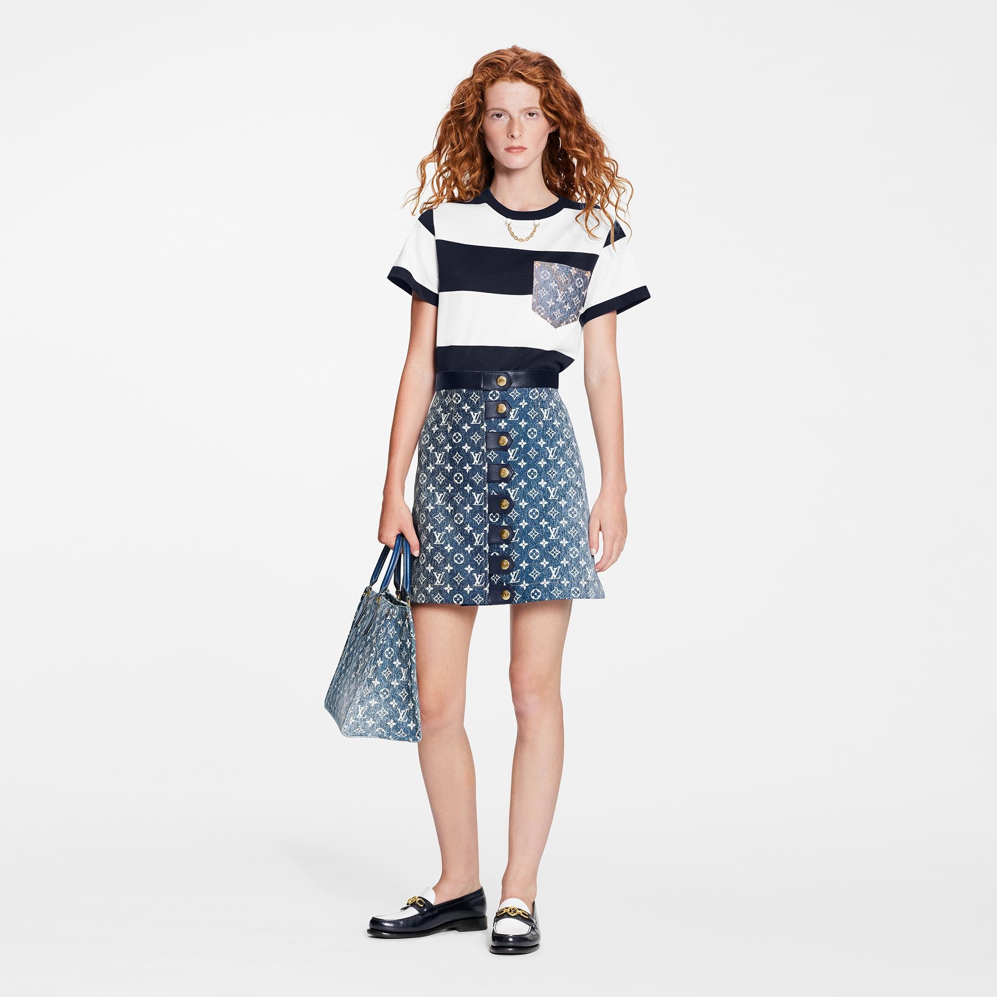 Monogram Jacquard Denim A-Line Skirt - 2