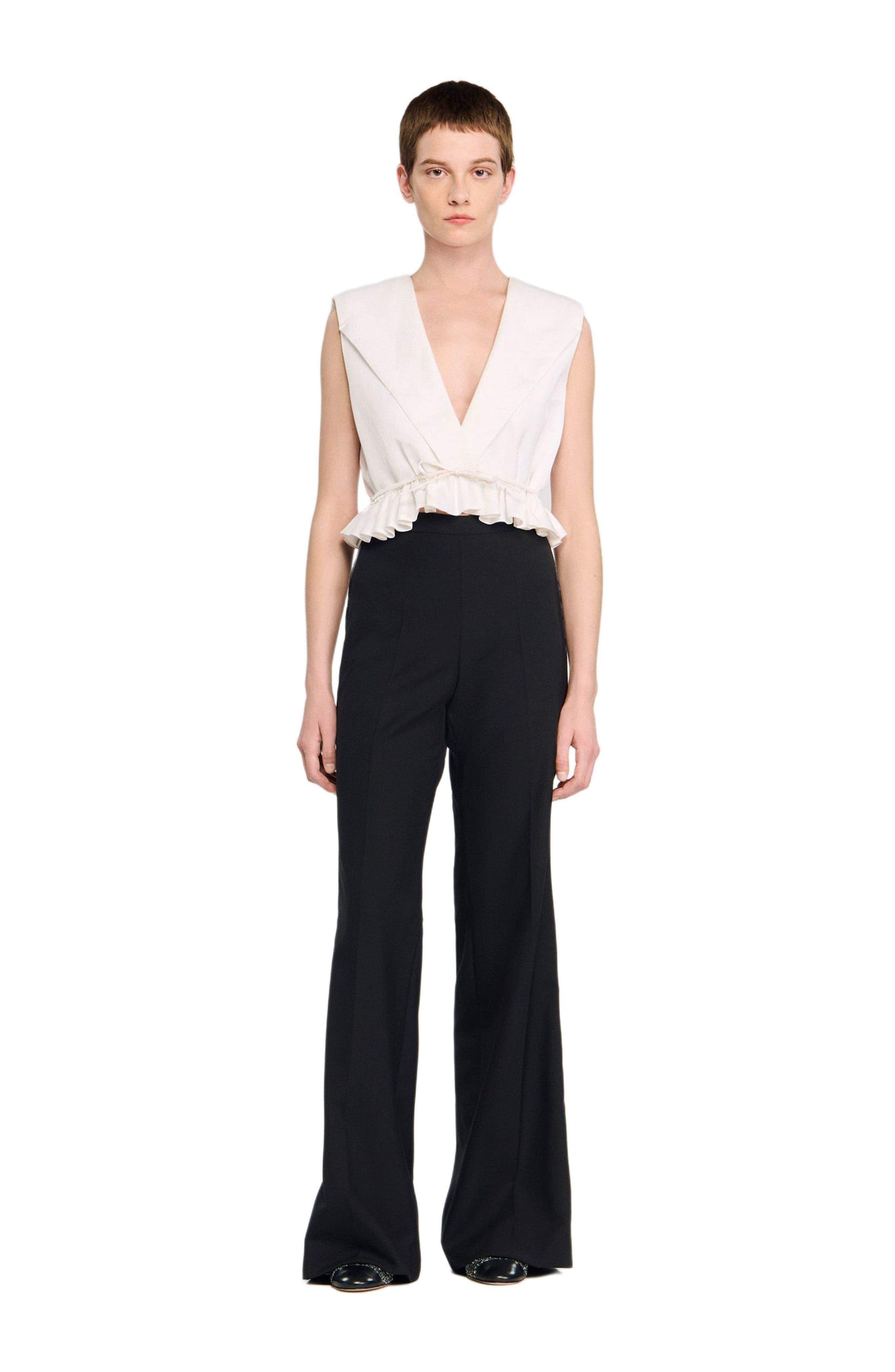 SANDRO Satin stripe suit trousers in Black at Nordstrom - 2