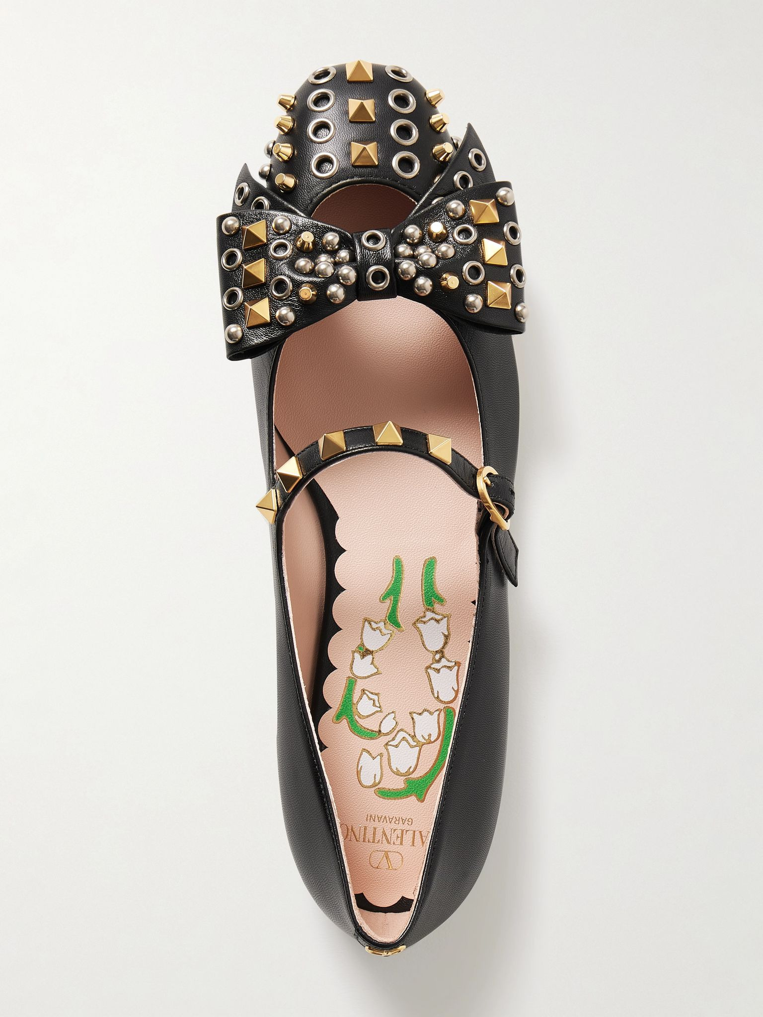 Bowow embellished leather Mary Jane ballet flats Black - 5