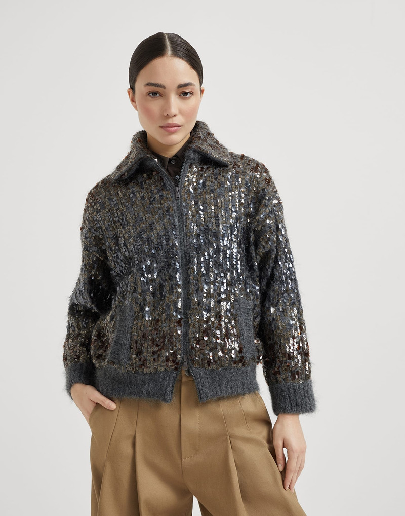 Dazzling dégradé embroidery cardigan in mohair and wool 1