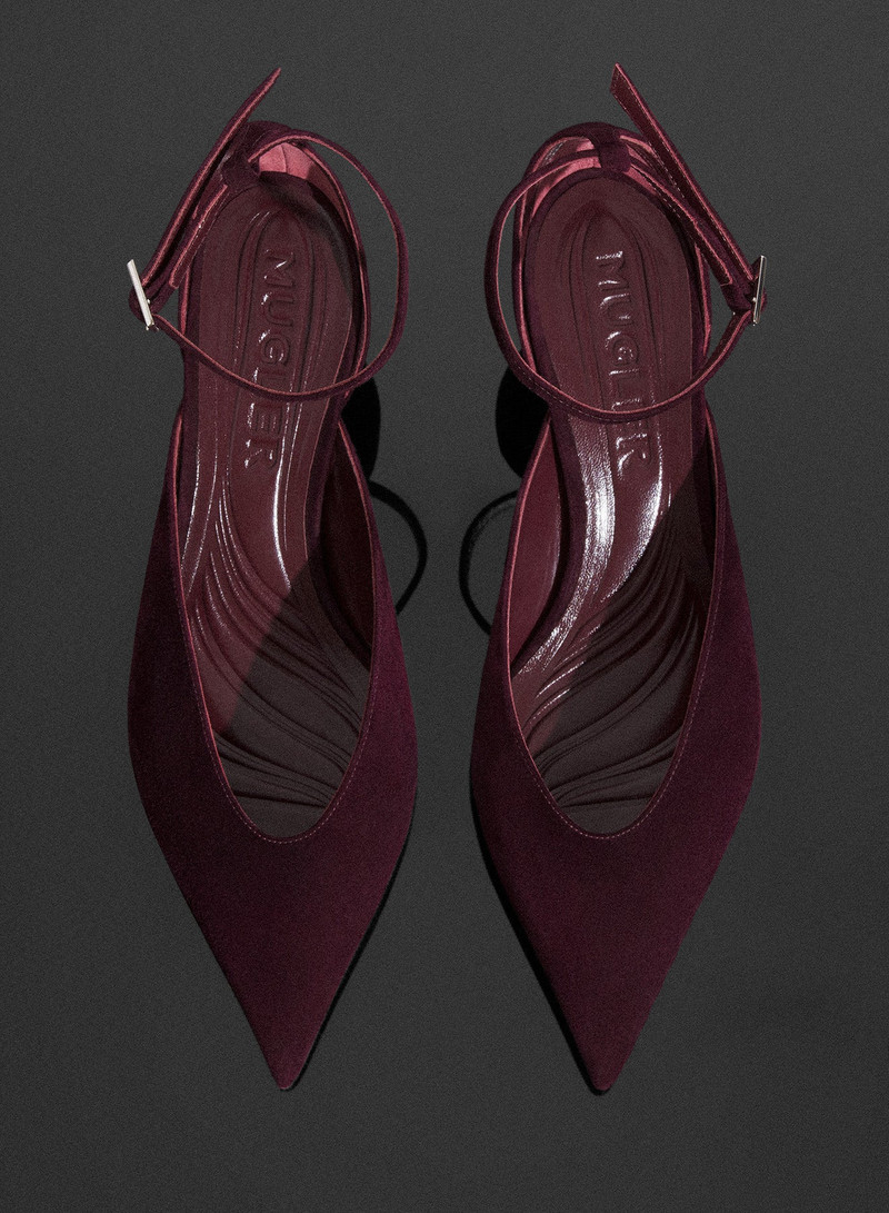 burgundy leather strappy fang 55 mules 4