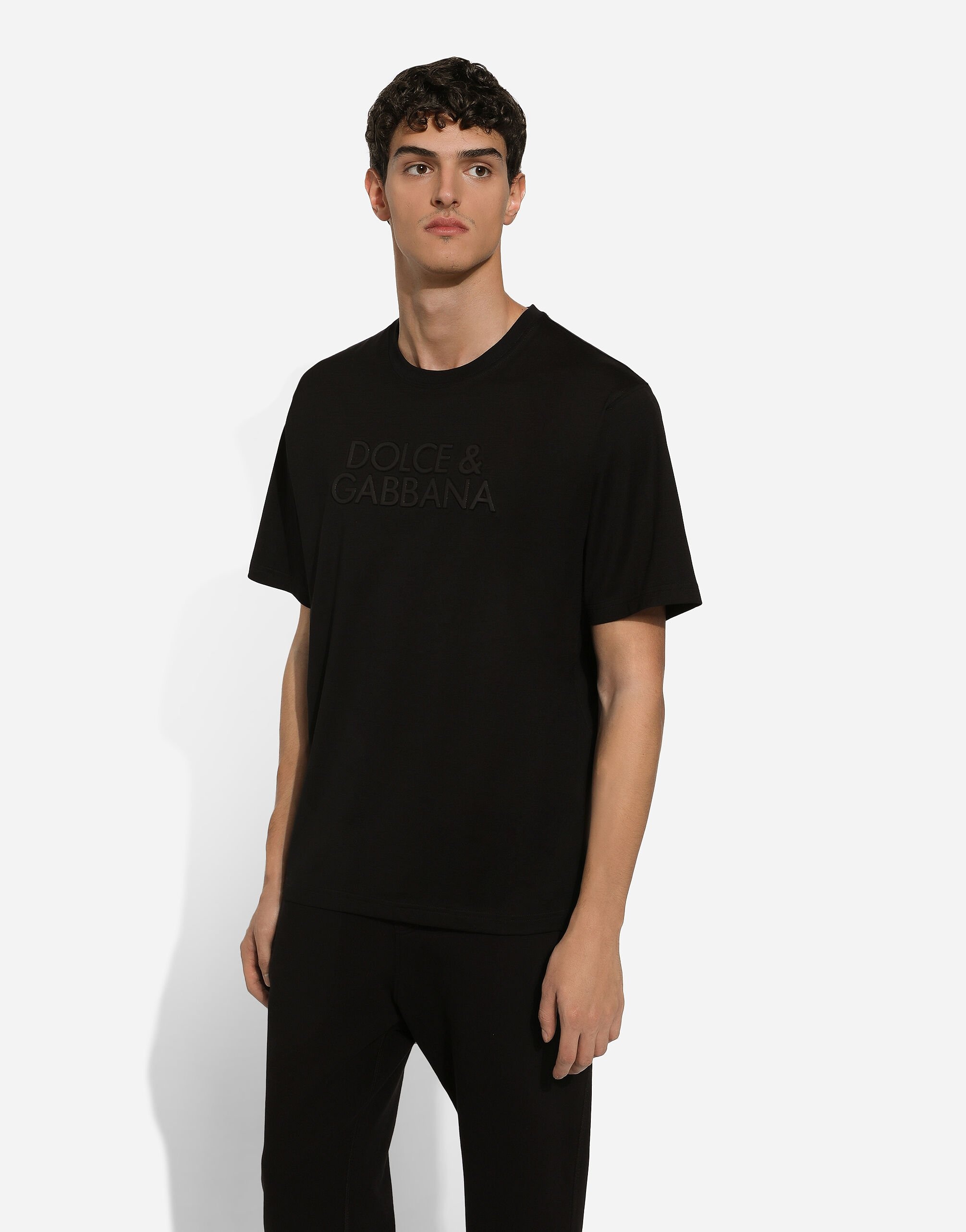 Cotton T-shirt with logo embroidery - 5