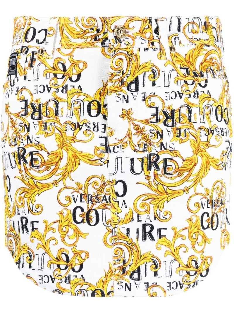 Logo Couture-print denim miniskirt 1