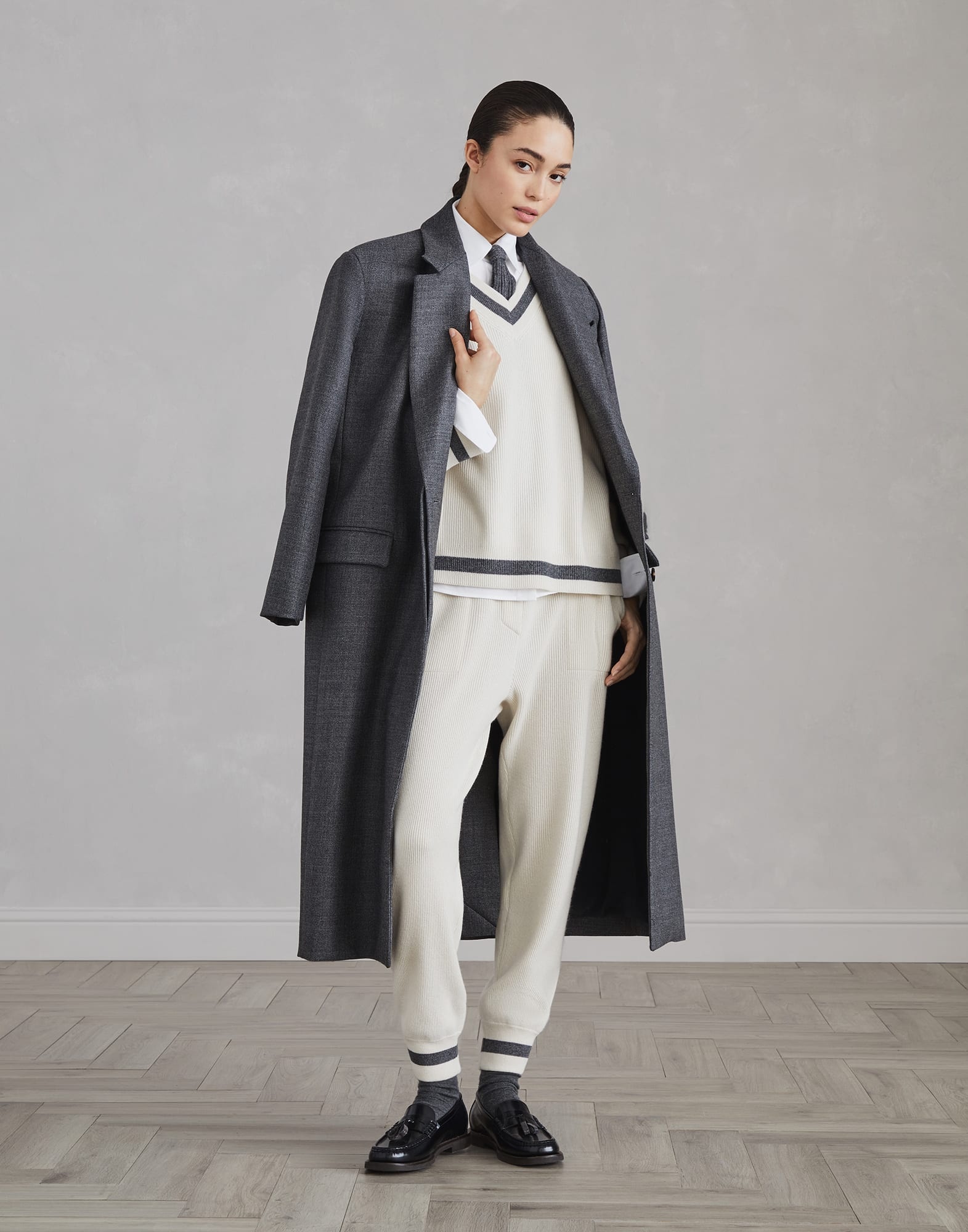 Cashmere English rib knit trousers - 4
