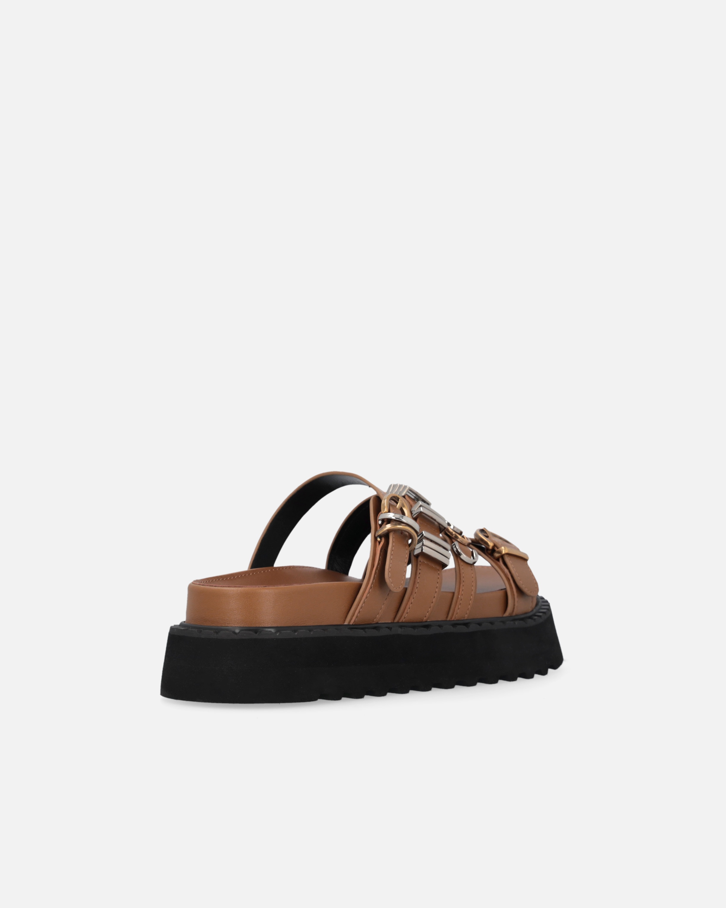 LEATHER SLIP-ONS WITH WEDGE AND STRAPS - 3