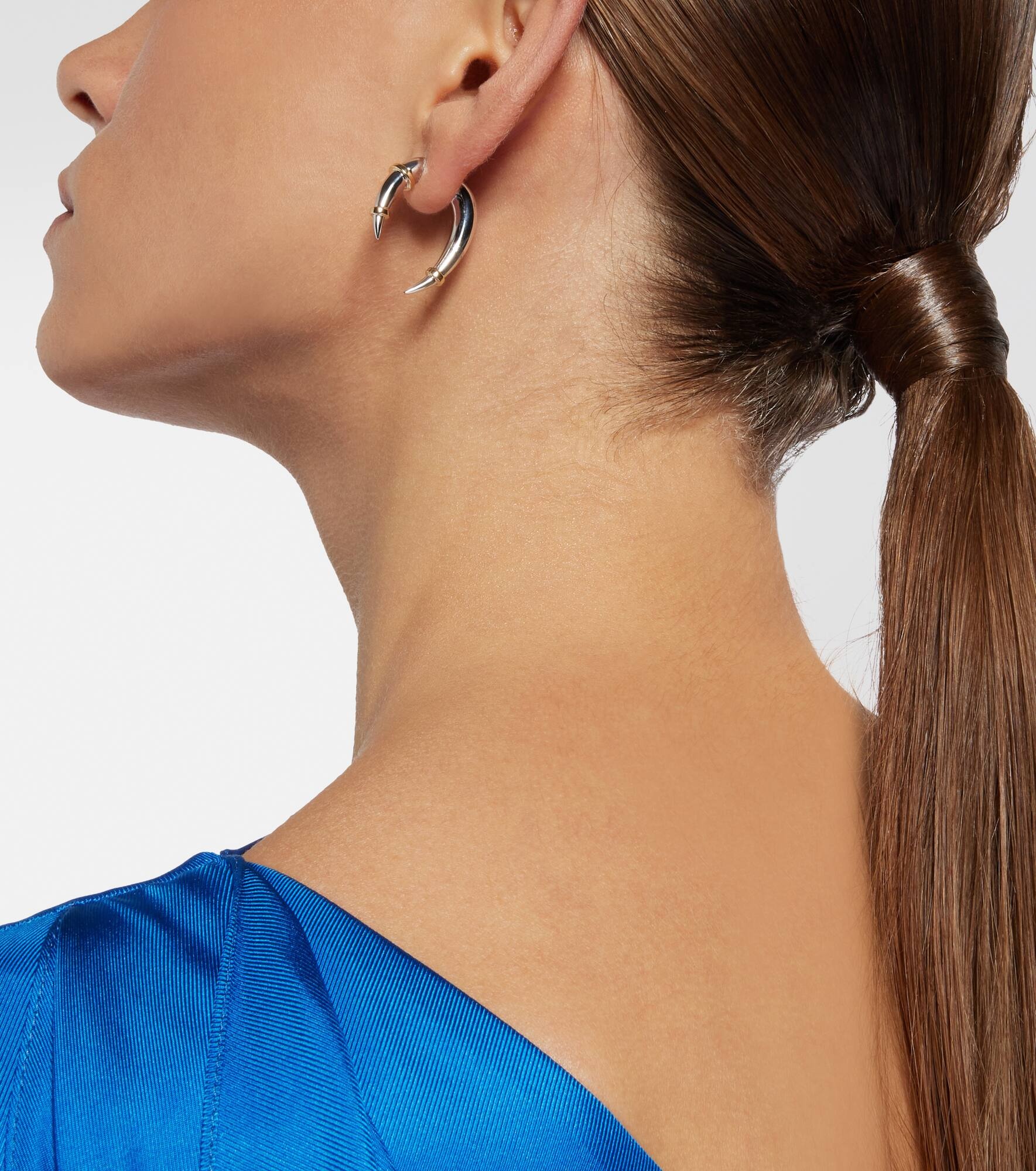 Horn 14kt white gold single earring - 5
