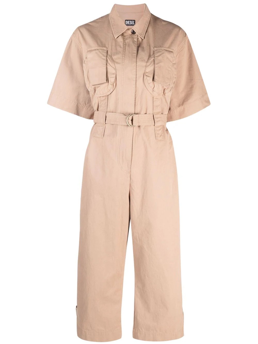 short-sleeve belted-waist jumpsuit - 1