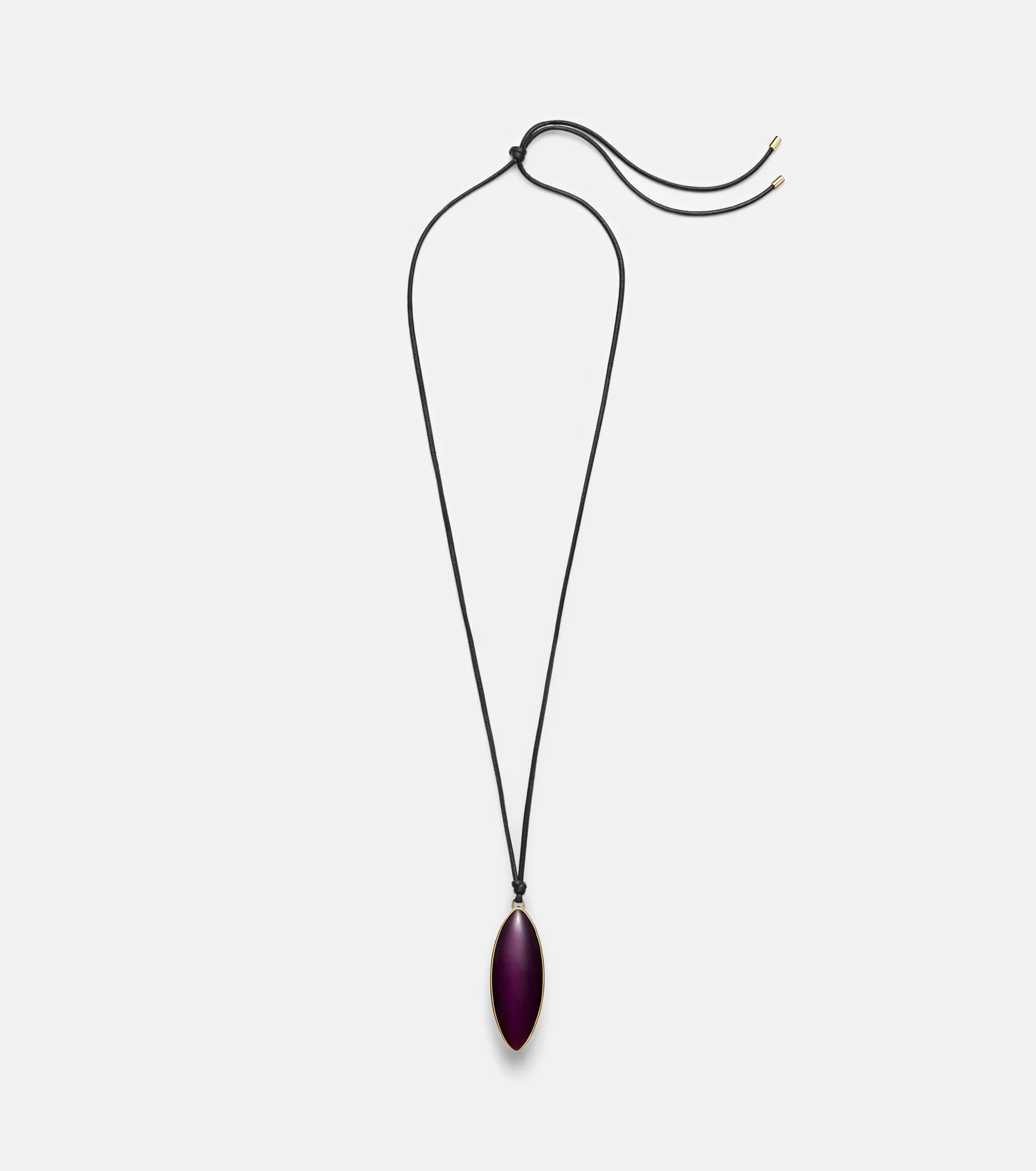 14kt gold-plated and leather necklace with quartz - 1