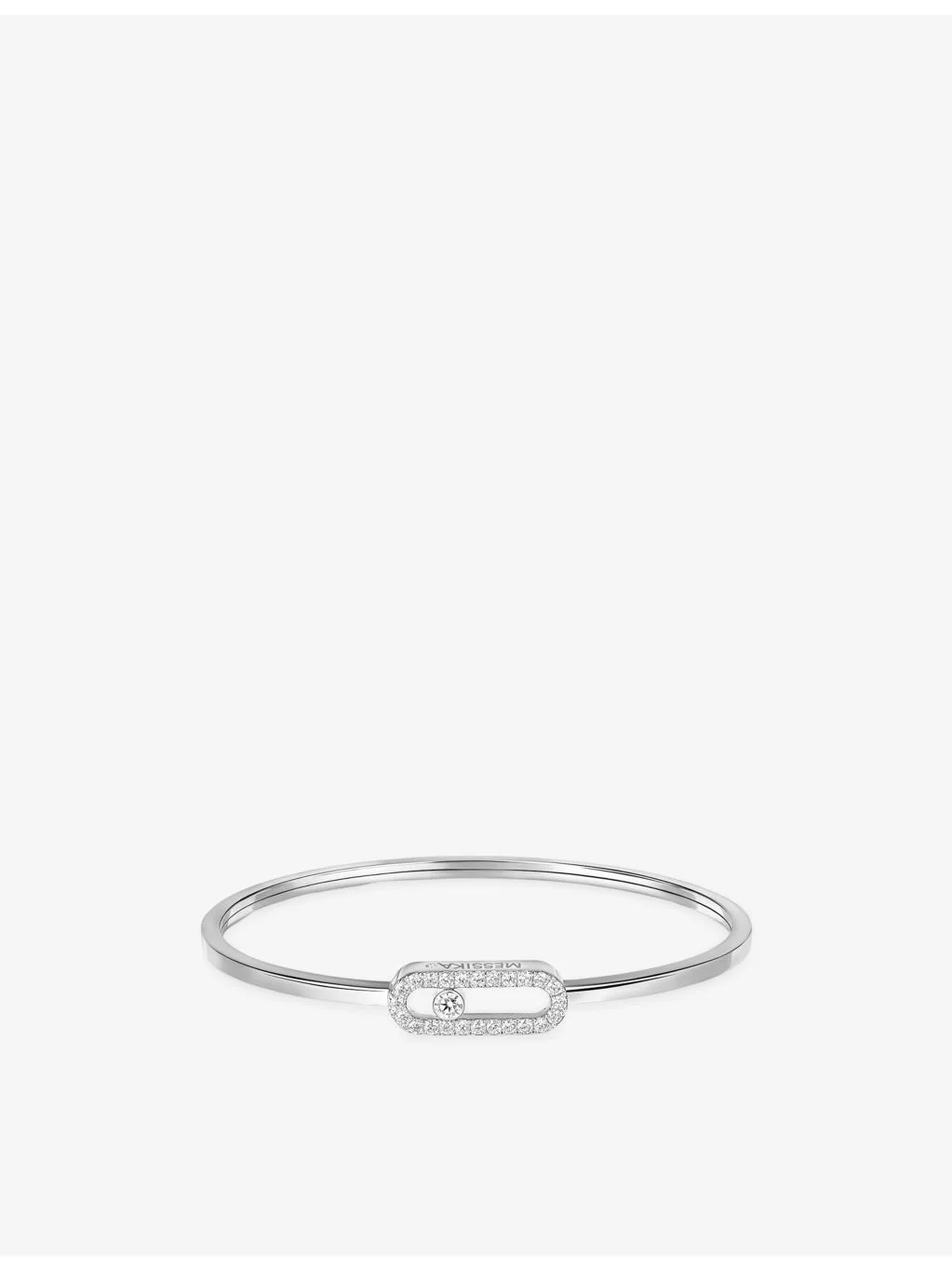 Move Uno Flex medium 18ct white-gold and 0.34ct brilliant-cut diamond bangle bracelet - 1
