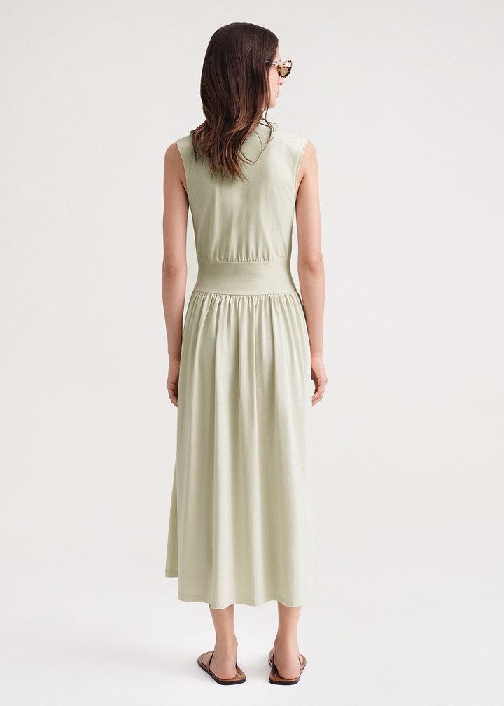 Sleeveless cotton tee dress pale sage - 4