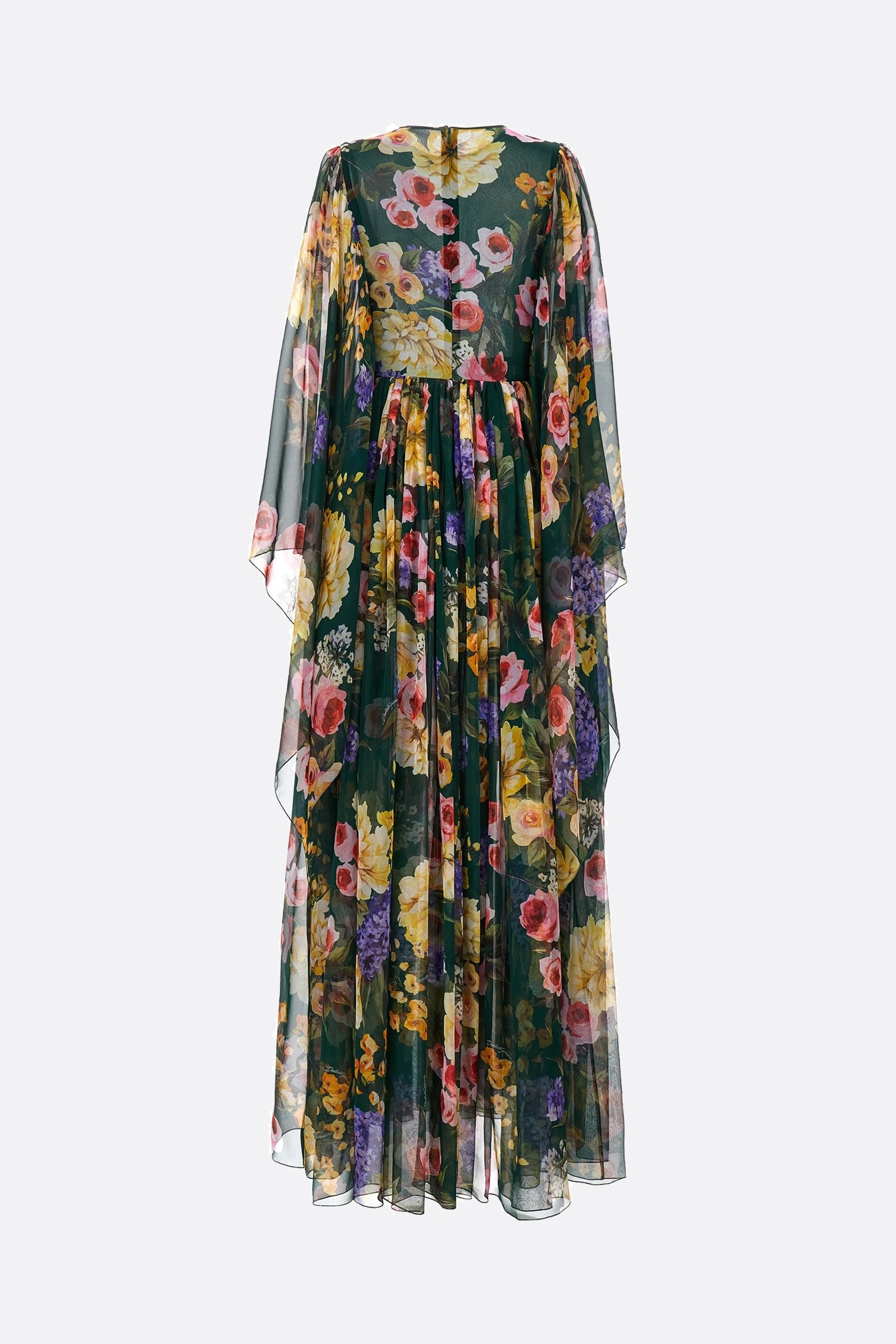 GARDEN PRINT CHIFFON LONG DRESS - 2