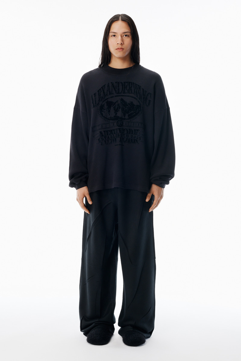 Alexander Wang Washed Black Waffle Jersey Long Sleeve Tee outlook