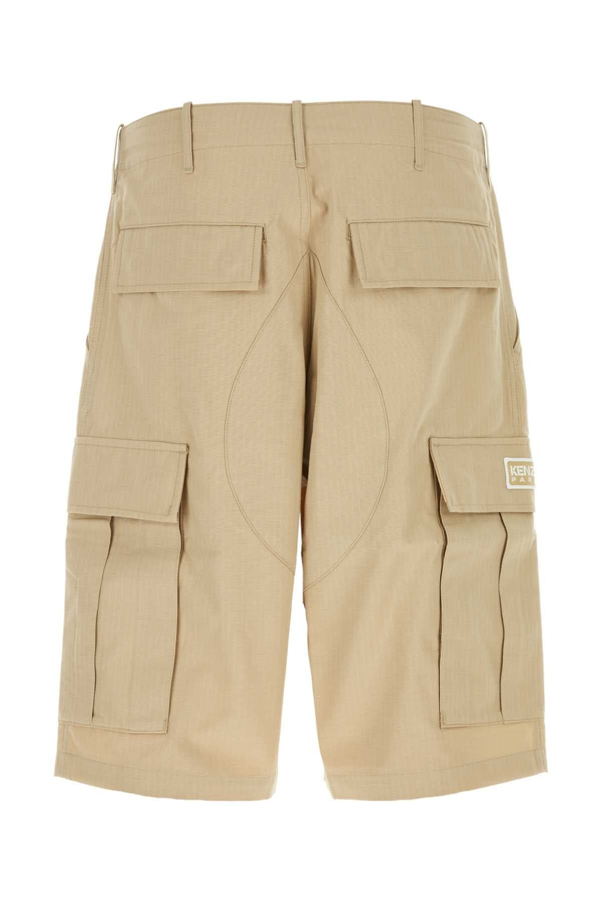 Kenzo Men Beige Cotton Bermuda Shorts - 2