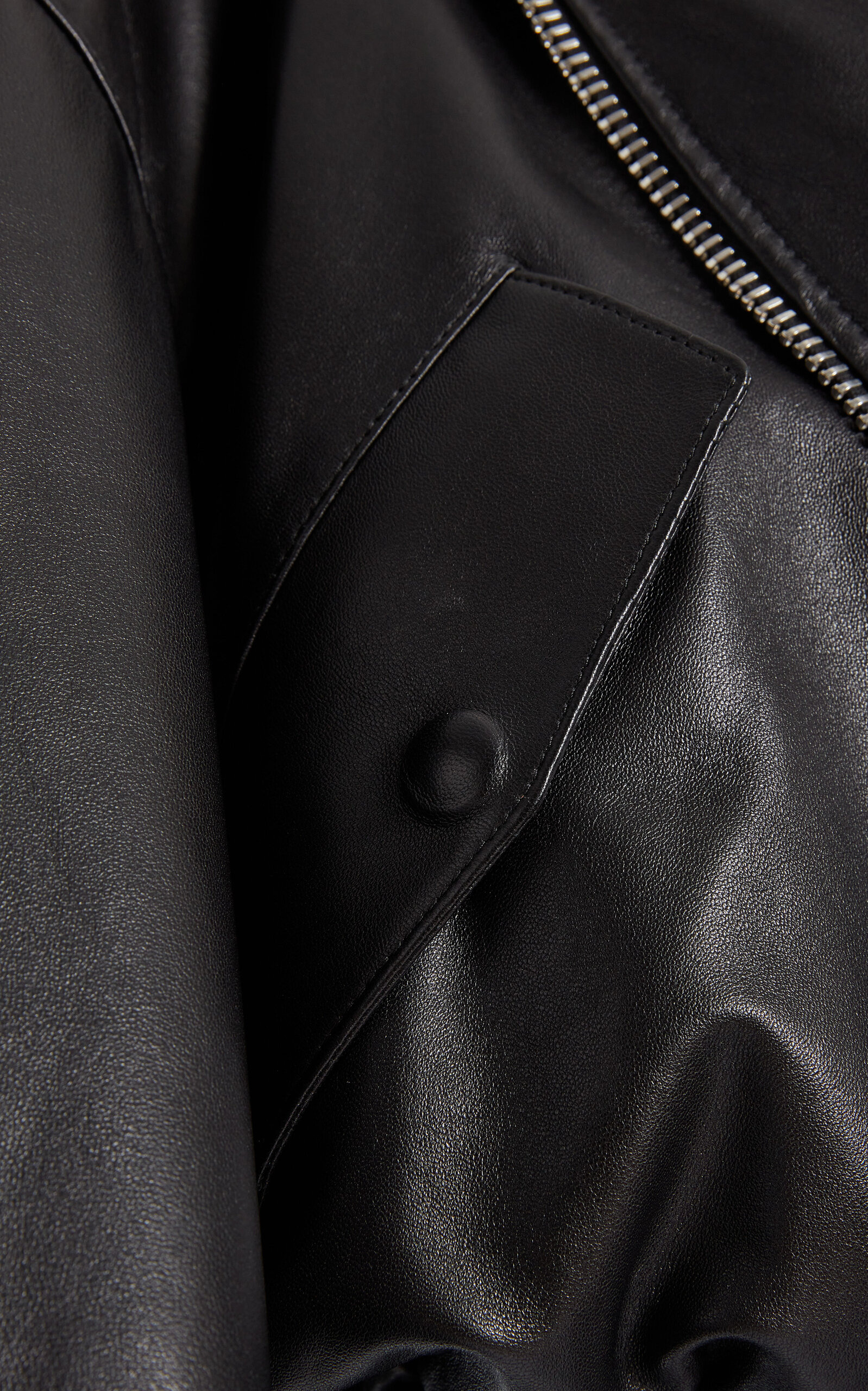 Layered Leather Bomber Jacket black - 5