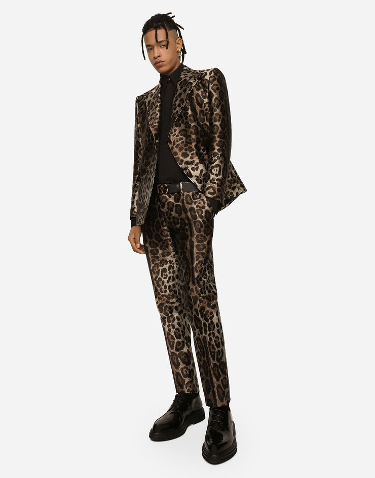 Double-breasted leopard-design jacquard Sicilia-fit suit - 7