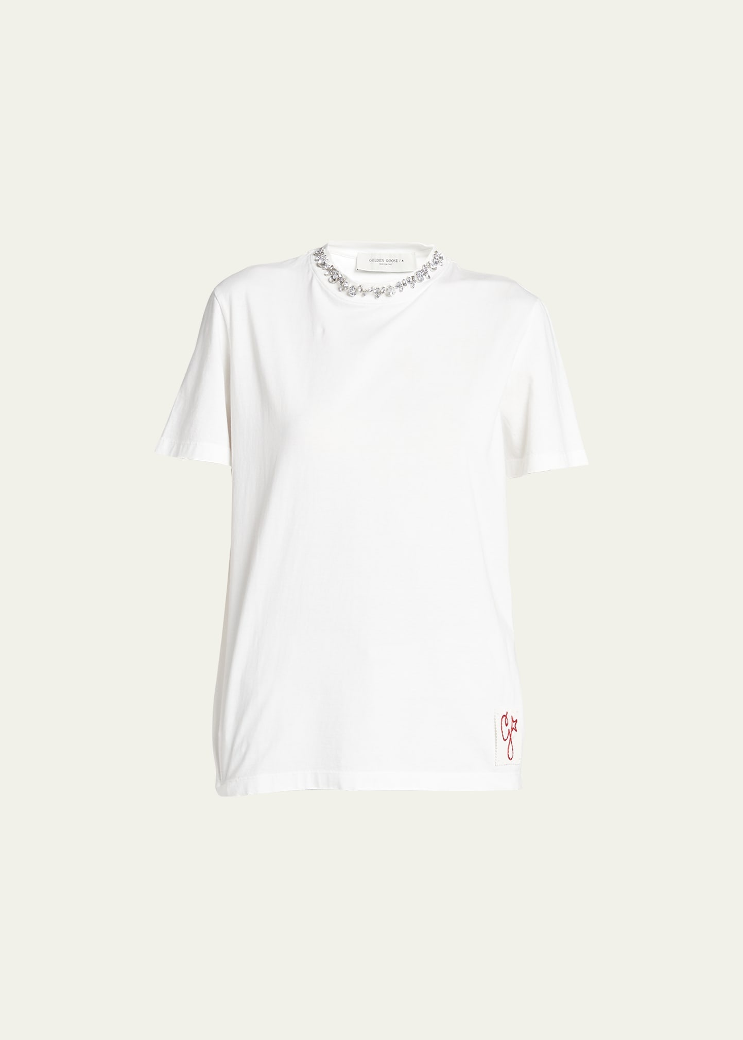 Distressed Short-Sleeve Embellished T-Shirt - 1