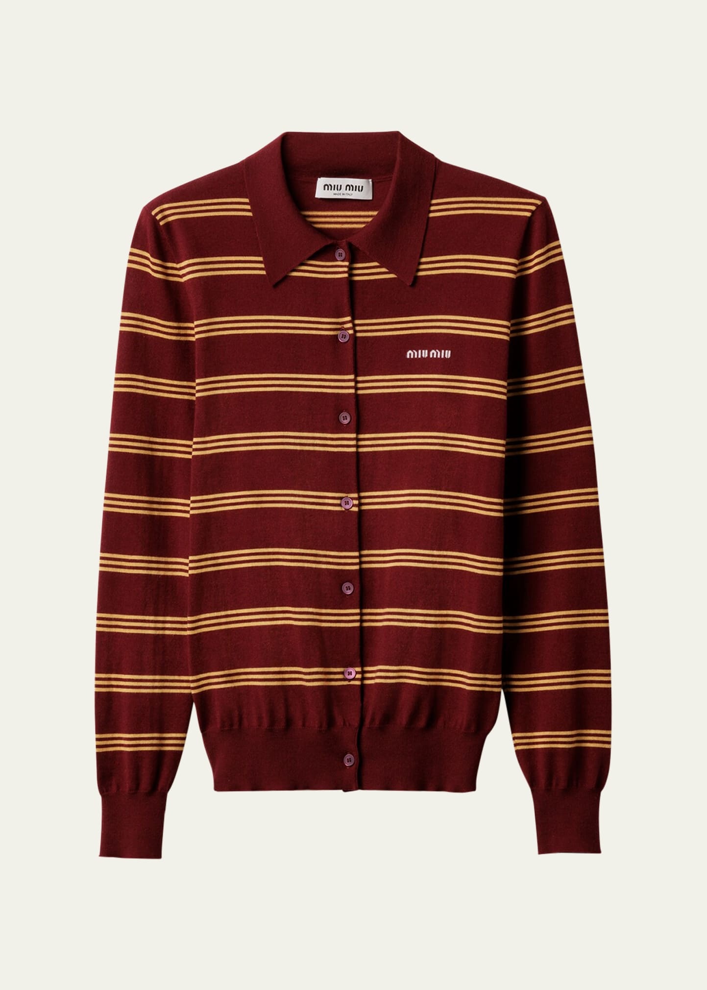 Stripe Polo Cashmere Silk Cardigan - 1