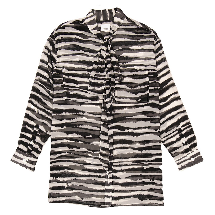 Burberry Silk Chiffon Watercolour Print Blouse - 2