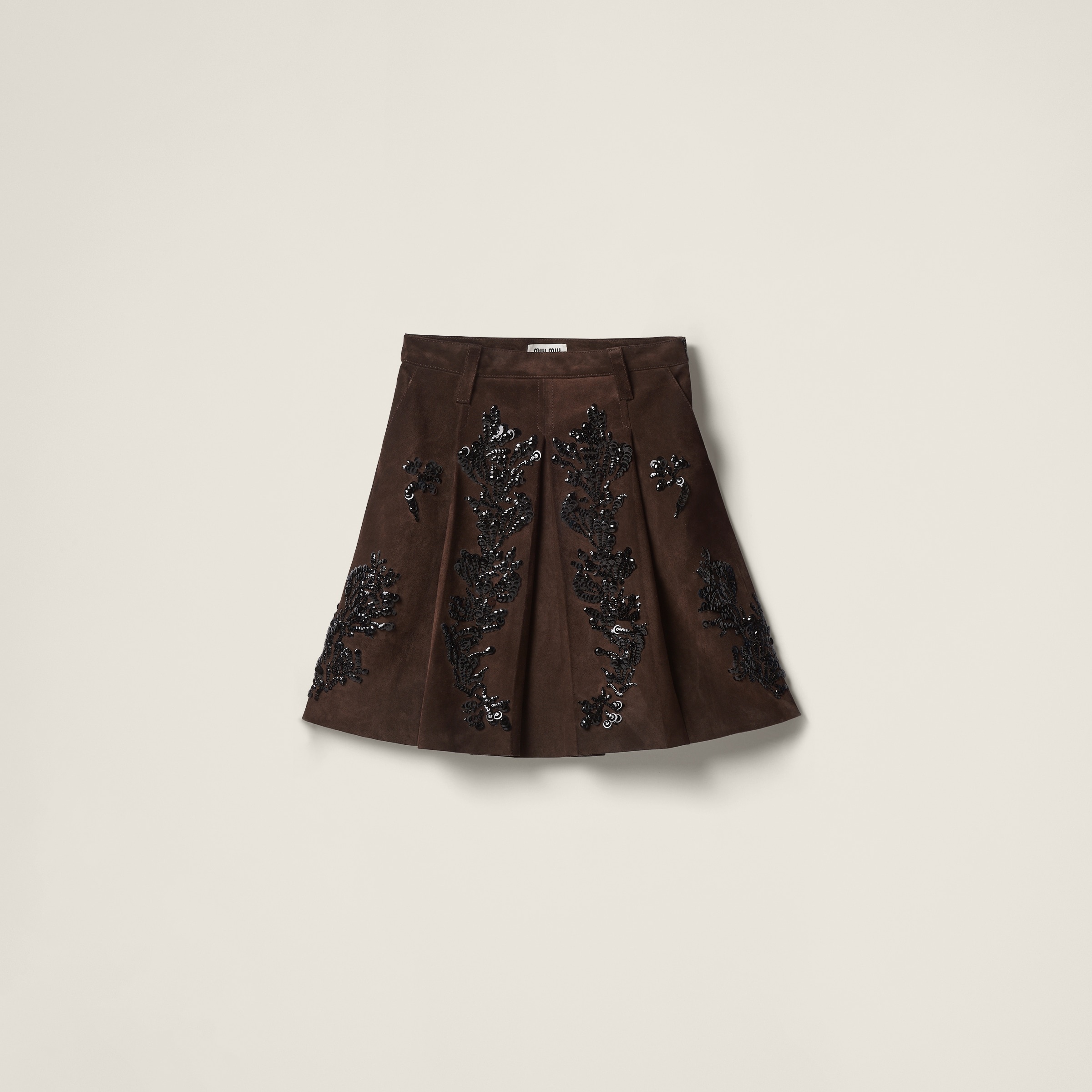 Suede skirt with embroidery - 1