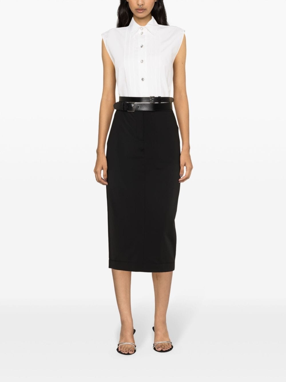 pintuck-detailing sleeveless shirt - 2