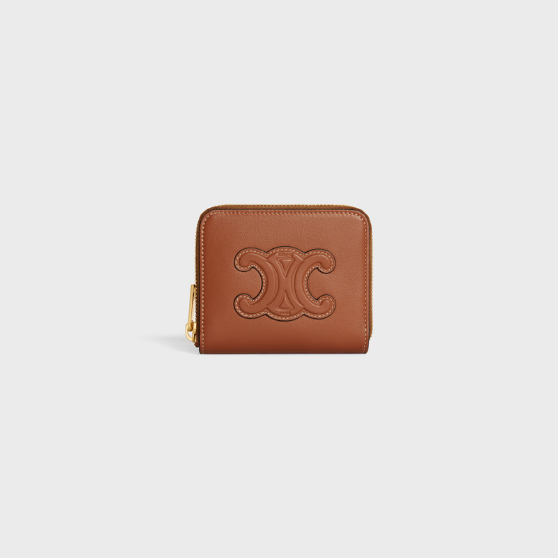 COMPACT ZIPPED WALLET CUIR TRIOMPHE IN SMOOTH CALFSKIN 1