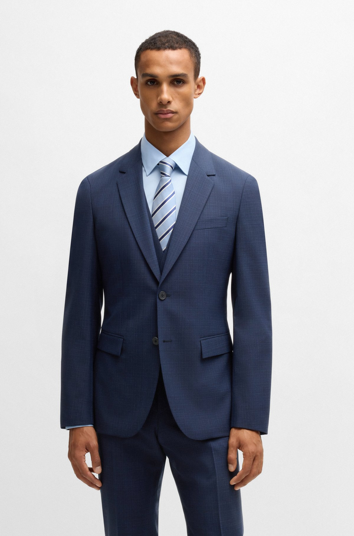 SLIM-FIT THREE-PIECE SUIT IN CHECKED STRETCH CLOTH - 2