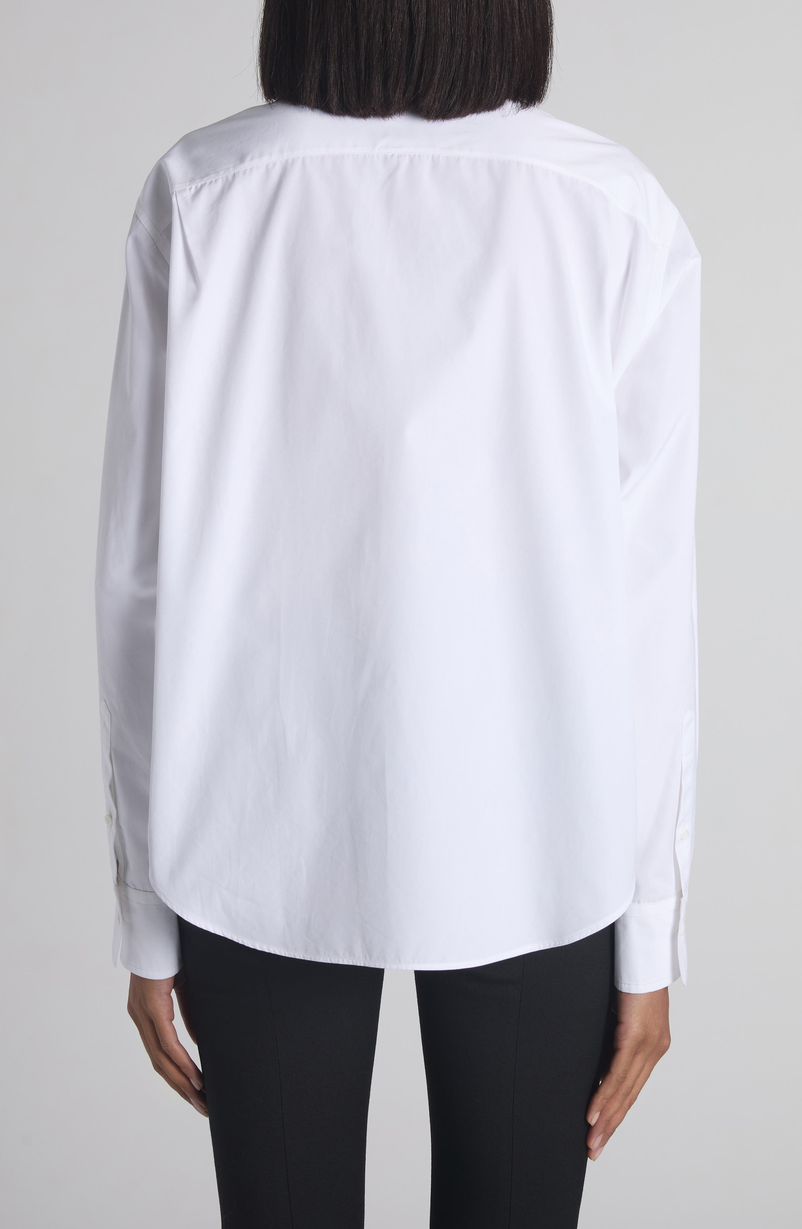 McQueen Crystal Embellished Cotton Poplin Button-Up Shirt in Opticalwhite at Nordstrom - 3