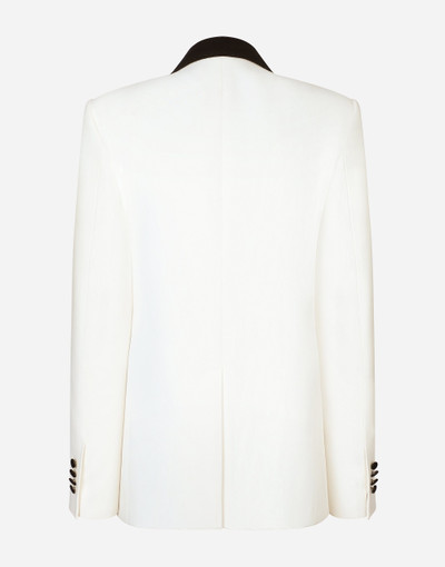Dolce & Gabbana Double-breasted wool crepe jacket with tuxedo lapels outlook