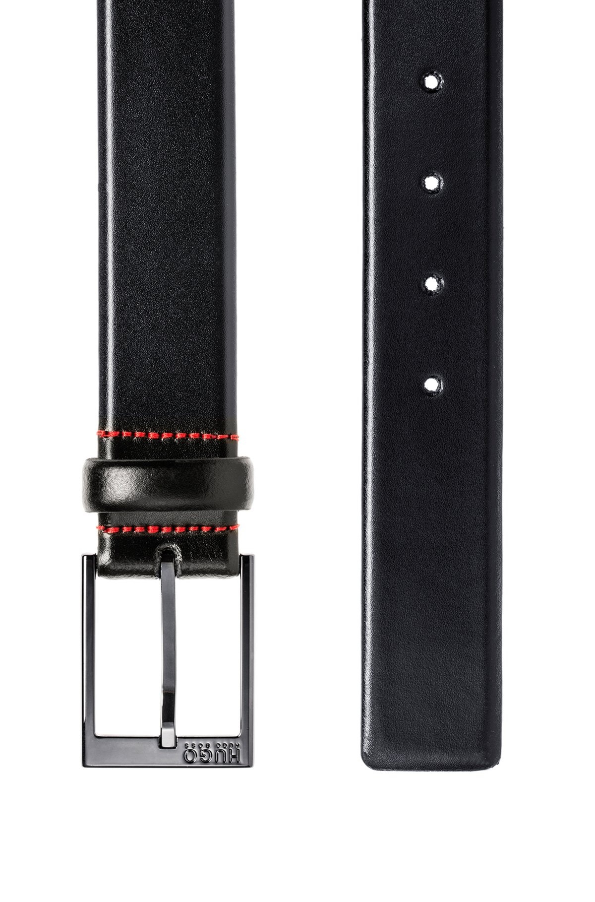 ITALIAN-LEATHER BELT WITH POLISHED GUNMETAL HARDWARE - 6