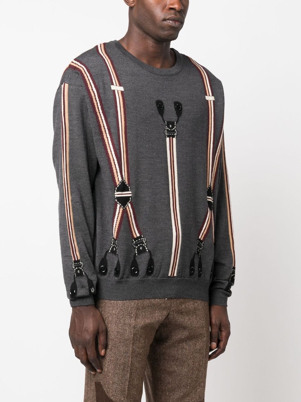 suspenders-print virgin wool jumper - 3